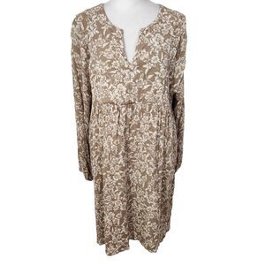 Gilli Tan Cream Floral Mini Babydoll Dress Size Large Wedding Guest Dress